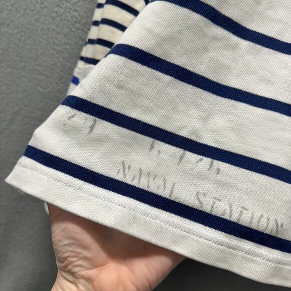 Polo Ralph Lauren Shirt Womens Medium Nautical Stripe Blue White Cotton Naval - Picture 6 of 9